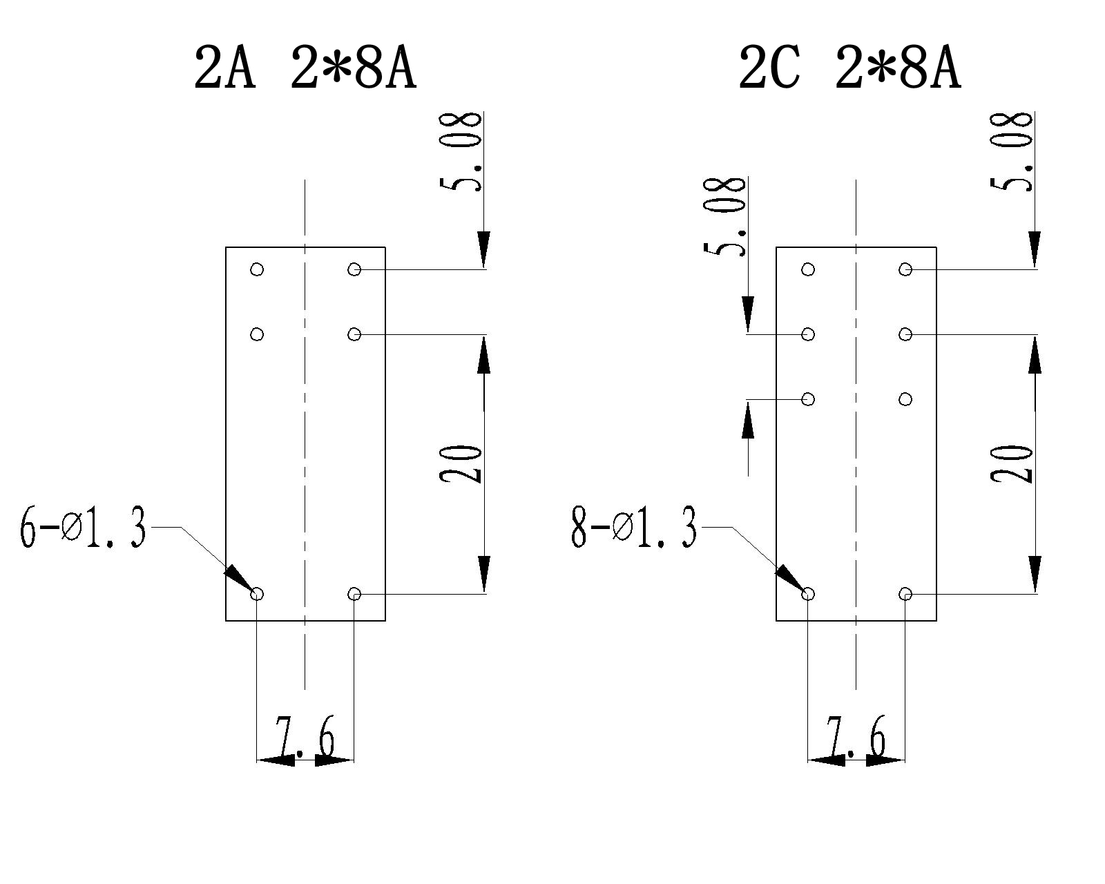 GN 2x8A pcb layout